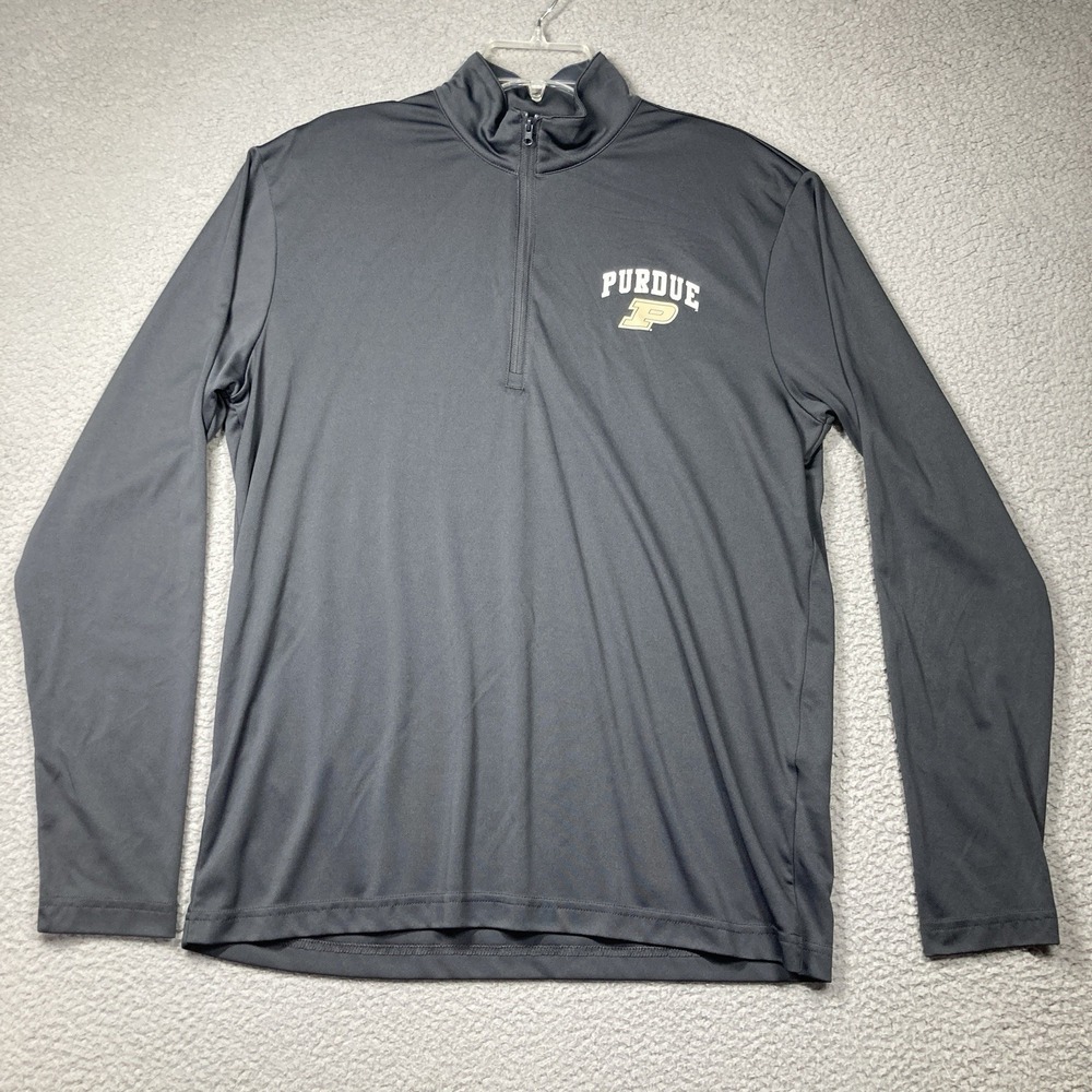 Purdue University Boilermakers 1/4 Zip Shirt Adult Large Gray Long Sleeve FLAW